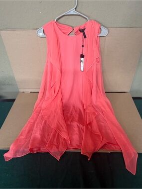 BCBGMaxAzria Coral Pink Sleeveless Chiffon Mini Dress